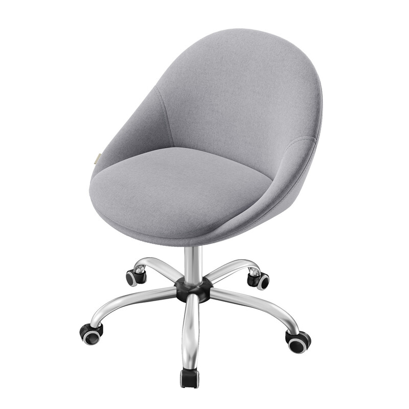Ochama Homeoffice-Stuhl, Schminkstuhl aus Baumwoll-Leinen-Mischgewebe, Schreibtischstuhl, Schaumstoffpolsterung, höhenverstellbar, grau