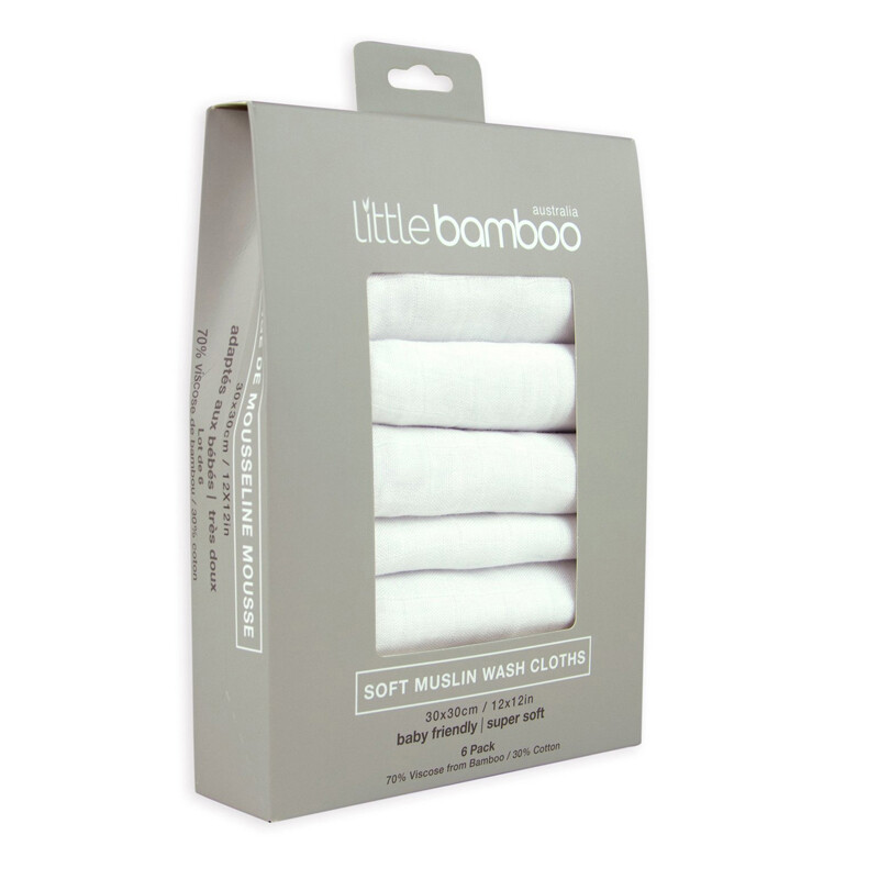Muslin Baby Wash Cloths 6 Pack Natural White