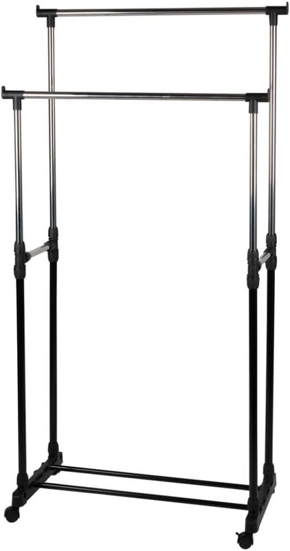 Alpina Mobiele Kledingrek - Verstelbare Hoogte 93-158 cm, Zwart en Staal