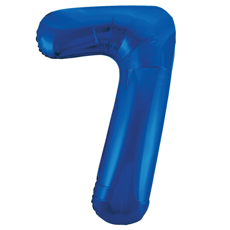 Unique Giant Number 7 Balloon, Blue, 86cm