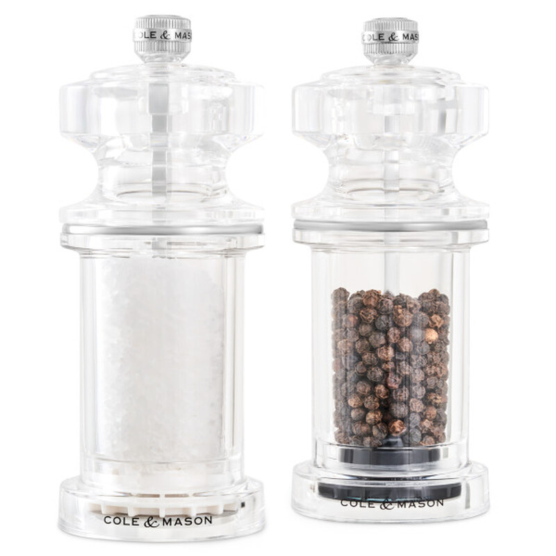 Cole & Mason 605 Salt and Pepper Mill Set, Precision+/Ceramic Mechanisms with Adjustable Salt and Pepper Grinders