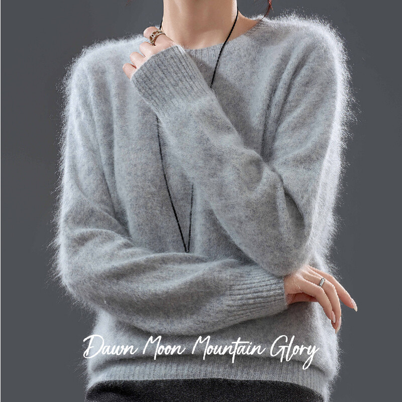 Voordeursweater met ronde hals basic fleece kasjmier 30% geitenkasjmier + 70% Australische merinofijne wol wolk lichtgrijs one size