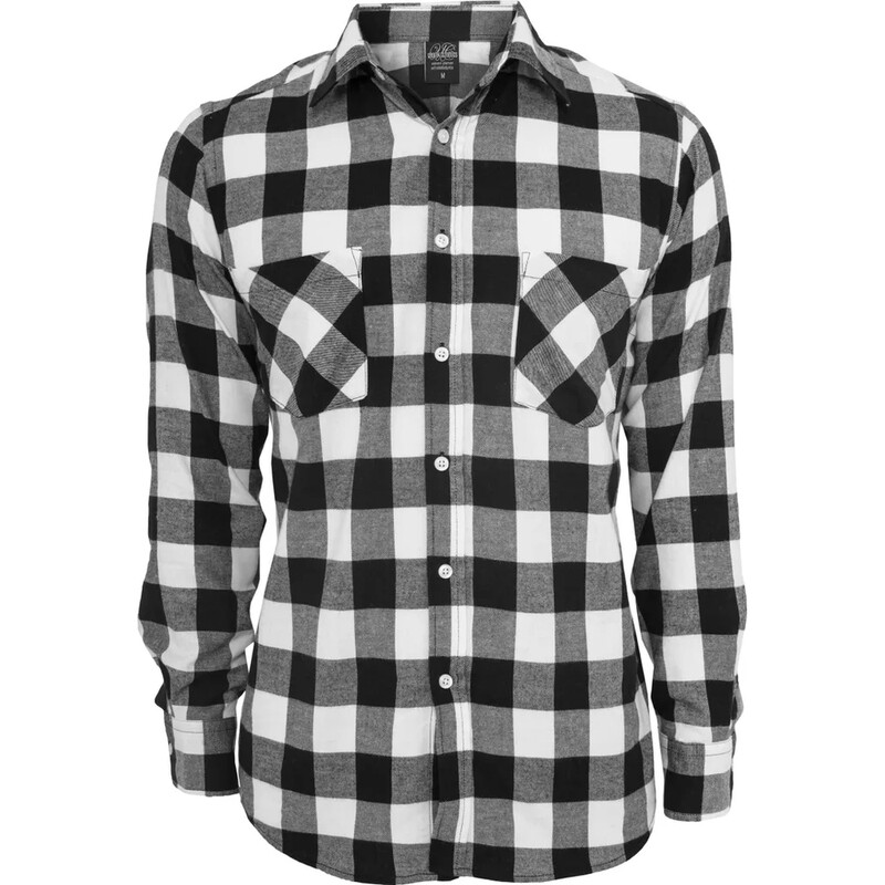 Urban Classics Flanellhemd für Herren, kariert in Schwarz/Weiß | Bequemes Herrenshirt aus weichem Flanellstoff in Größe XL
