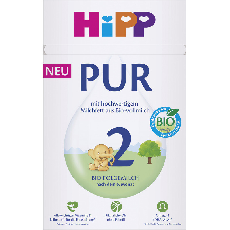 Hipp 2 Folgemilch Bio, mit hochwertigem Milchfett aus Bio-Vollmilch, ab 6 Monaten, 500 g