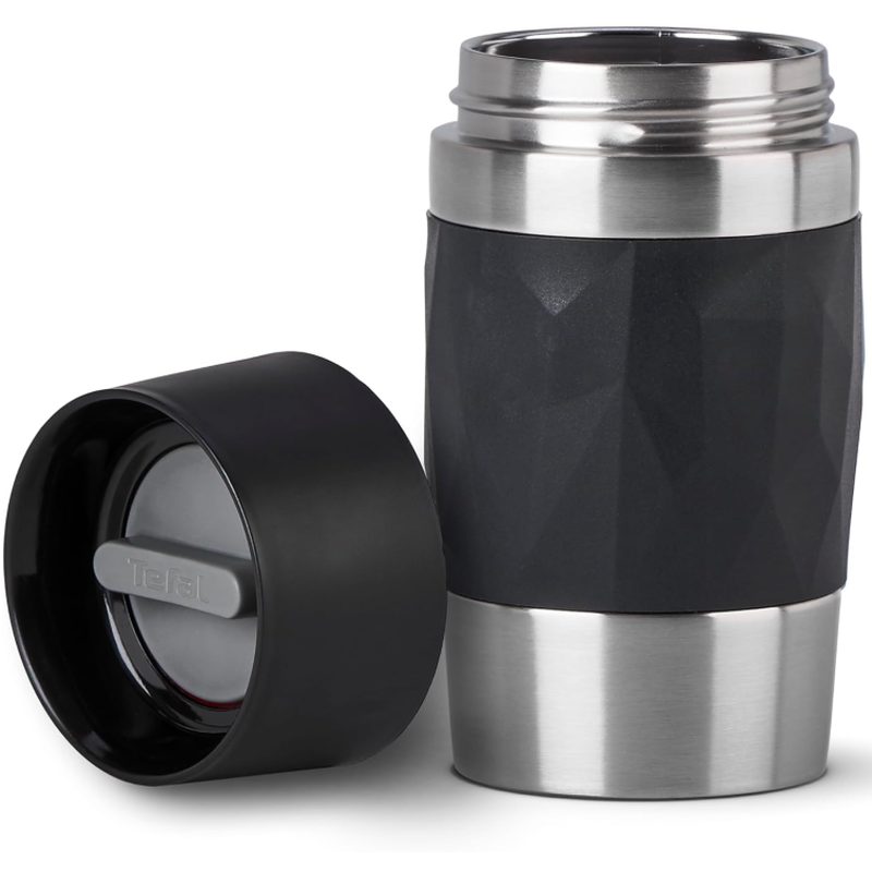 Tefal Reisebecher Compact, 0,3 l, Edelstahl, Schwarz