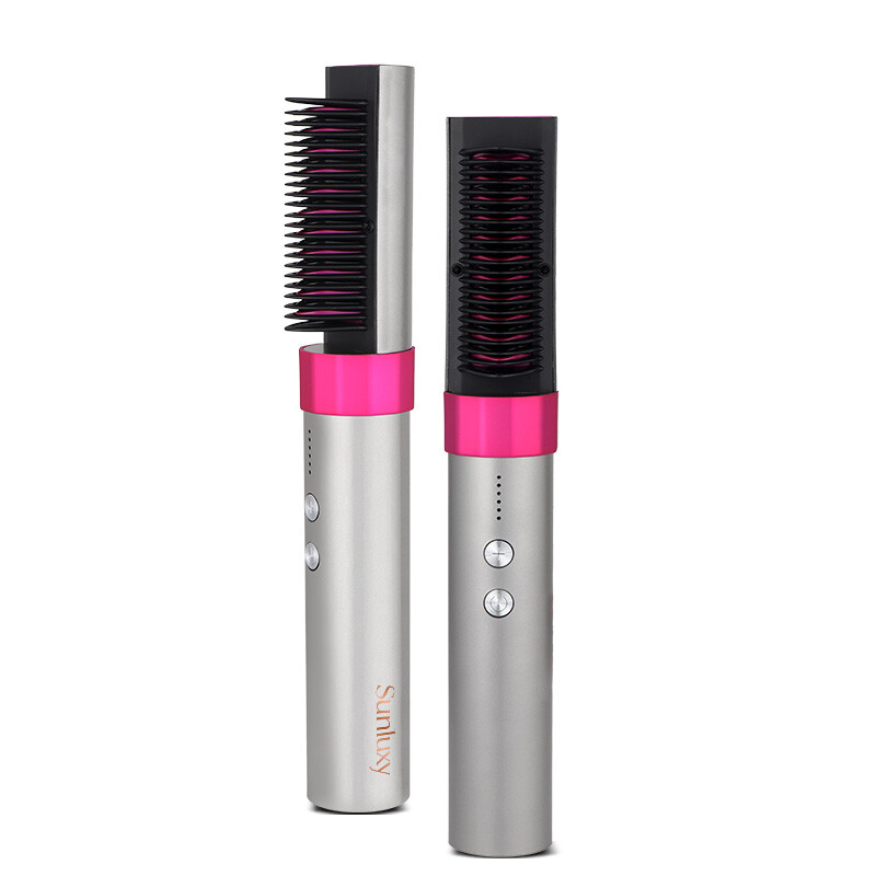 Sunluxy KD382 ionische stijltang, 60 miljoen negatieve ionen haarverzorging, PTC keramische plaat snelle verwarming, 6 temperatuurstanden, draadloze lithium batterij draagbare stijlkam, thuis styling tool