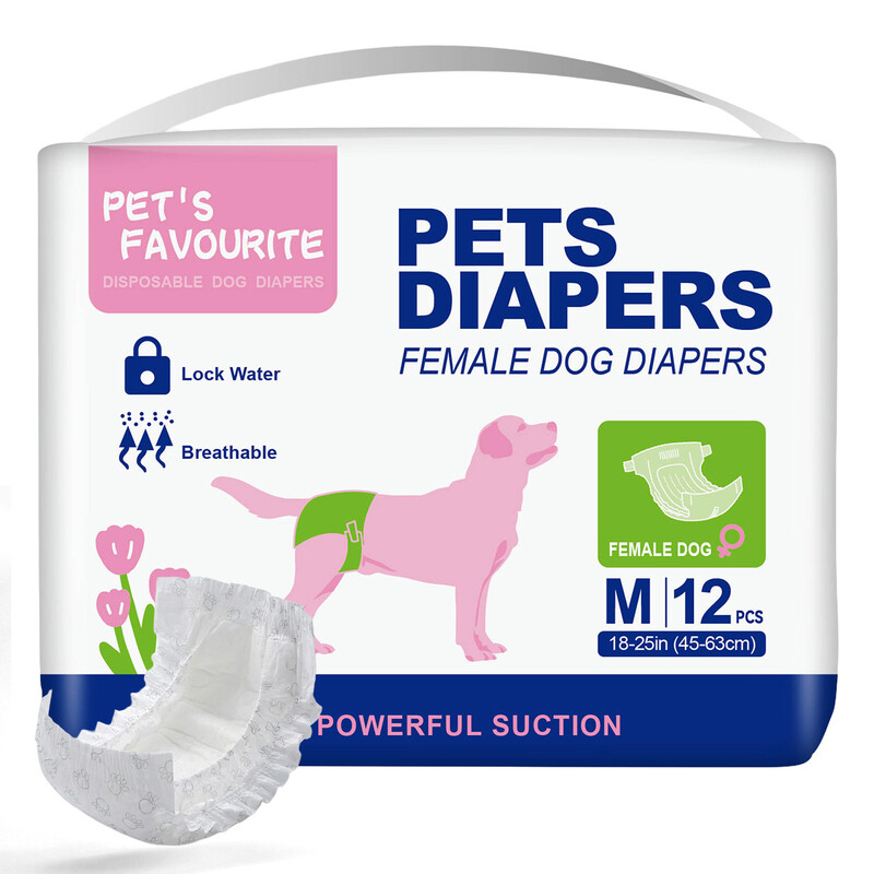 Dog Diapers for Female Dogs, Strong Absorption, Breathable and Leak-Proof, 360° Leak-