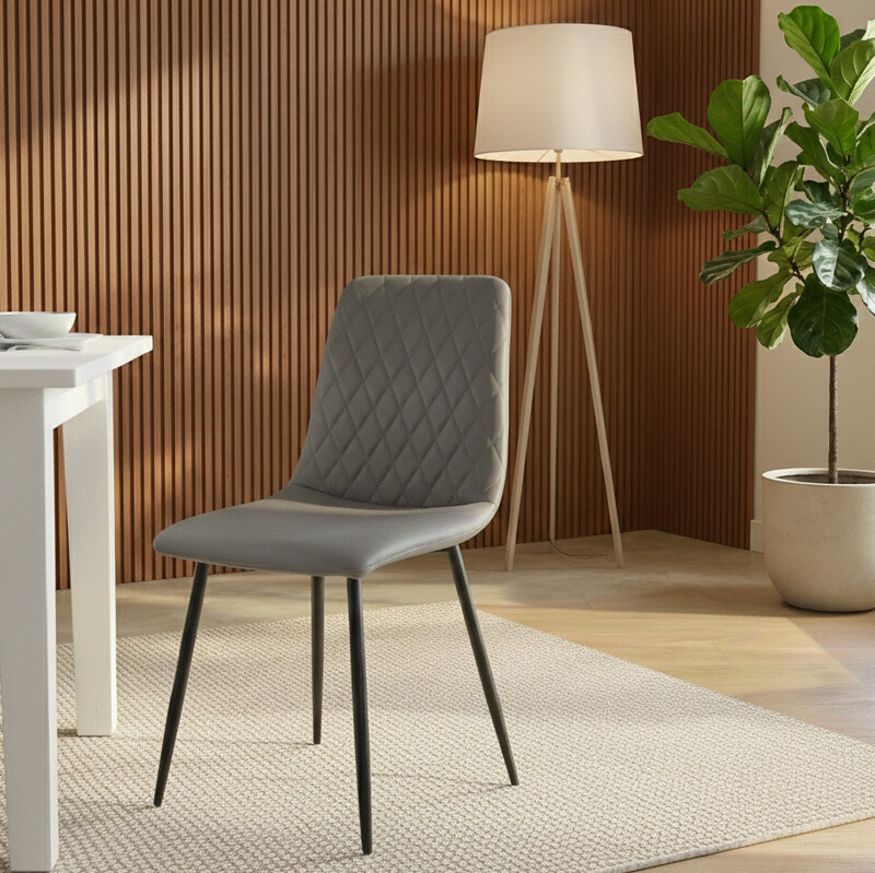 Dining Chairs Argenta Quilted Faux Leather Charcoal 2pcs