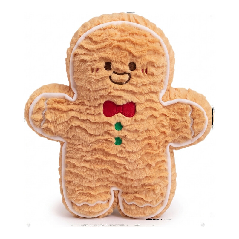 Kerstpeperkoek 3D-vormig kussen, lichtbruin, 36x33x16 cm
