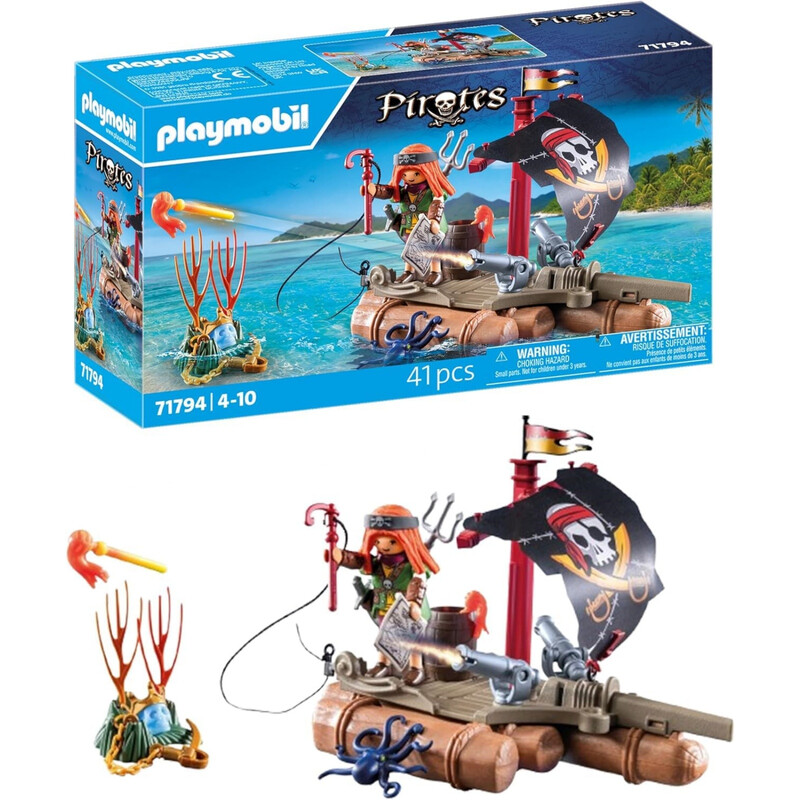 PLAYMOBIL Piraten: Abenteuer Schatzsuche auf dem Piratenfloß - Spielzeug mit Figuren für Kinder ab 4 Jahren
