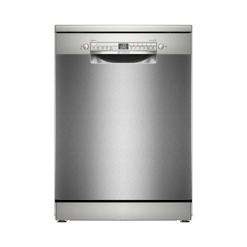Bosch Serie 2 SMS2HVI02E freistehender Geschirrspüler, 14 Maßgedecke, 46 dB, Home Connect, Extra Trocken, gebürsteter Edelstahl