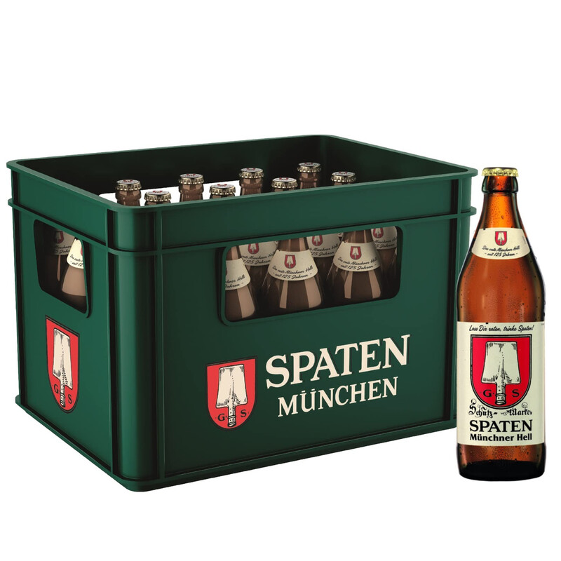 Spaten Münchner Hell Bier in der Flasche, wiederverwendbar im Kasten, helles Bier aus München (20 x 0,5 L)