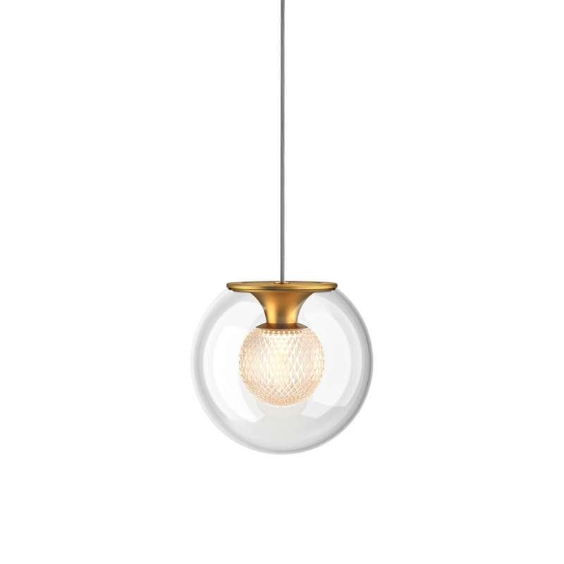 Tubicen Doppelkugel-Kronleuchter Gold LED Dimmbar 6,7 Zoll Rundes mittelalterliches modernes hängendes Glaspendelleuchte Für Kücheninsel Esszimmer 7 W 3000 K Warmweiß