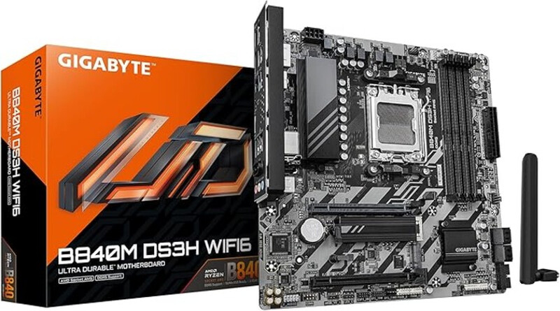 GIGABYTE B840M DS3H WIFI6 Carte Mère – Processeurs AMD Ryzen 9000 VRM numérique 8+2+2 phases jusqu'à 8200 MHz DDR5 2 x .2 PC - vue 6