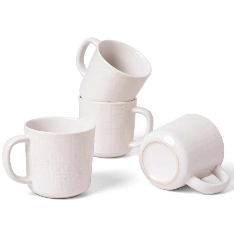 INPROB Becher mit Stofftextur, 4 Stück – Warmweiß