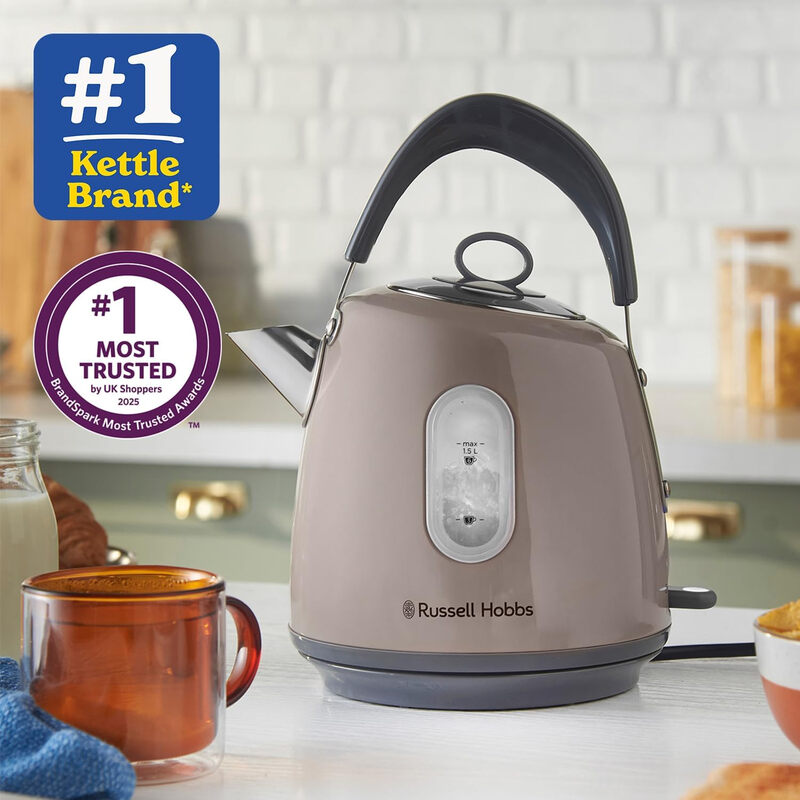 Stylevia Kettle, 1.5L, Dome, Top Handle, Fast Boil, Perfect Pour Spout, 3000 W, Stain