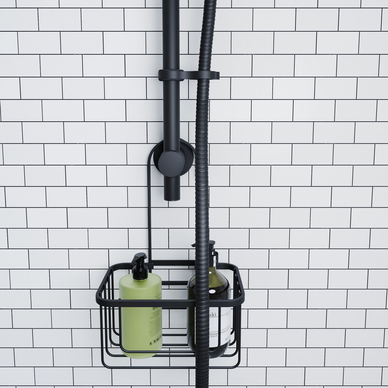 Shower Riser Rail Hook Over Caddy - Black
