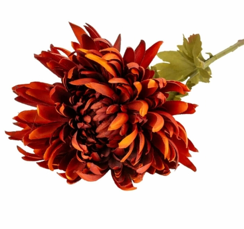 Candlelight Burgundy Artificial Chrysanthemum Flower Stem 62Cm