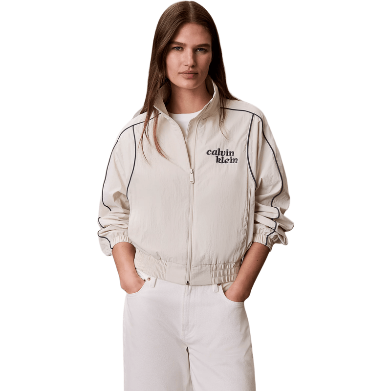 Calvin Klein Jeans Women Nylon Piping Jacket - Chalk