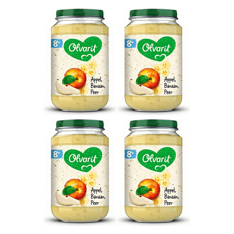 Olvarit En-cas aux fruits 8 mois+ Pomme banane poire 200 g * 4