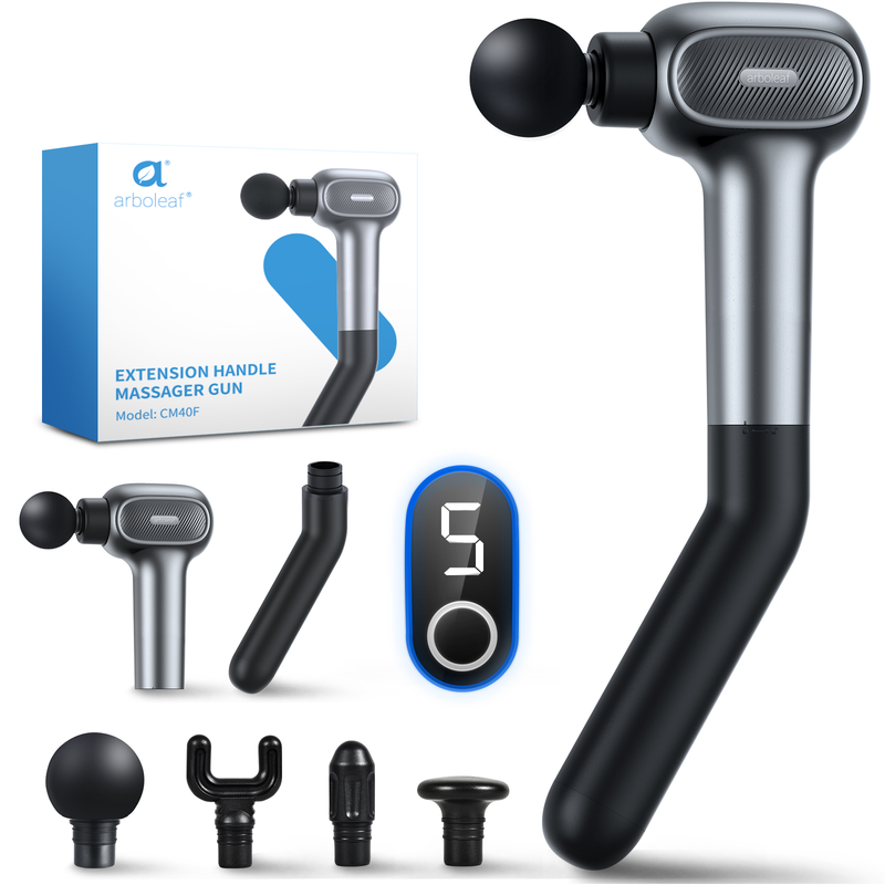 CM40F-Dual Length Massager Gun, Extended Handle Design for Back Massage, 6 Adjustable