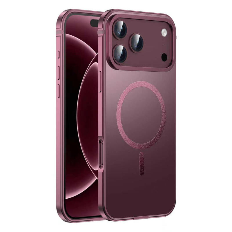 IM-CHEN iPhone 18 Pro hoesje, Compatibel met 17pro legeringframe, Originele kleur, MagSafe magnetische versie, Bordeauxrood, 1 stuk