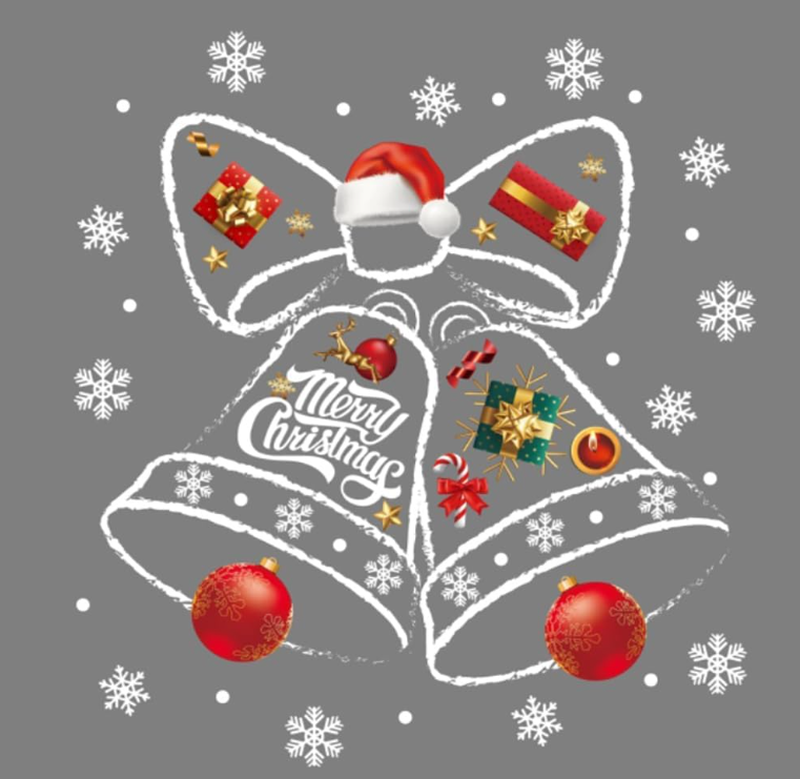 JU7CER Christmas bell window stickers, Christmas decorations, PVC static window film, Christmas window stickers, winter window stickers, Christmas decorations, window decorations, window films, window decorations, Christmas decorations