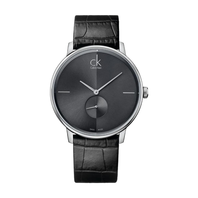 K2Y211C3 Black Stainless Steel Accent Dress Leather Strap Watch