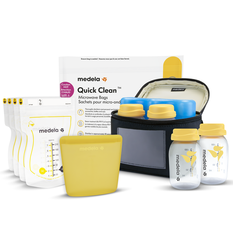 Medela All in One Breast Milk Storage Set | Complete Starter Kit for Storing, Pouring & Feeding | Baby Nursing Feeding