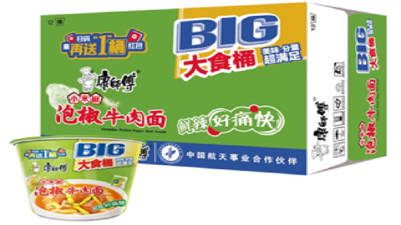 Big Bucket Noodles - Braised Beef Pepper Flavor, 144g*12 (Full Box)