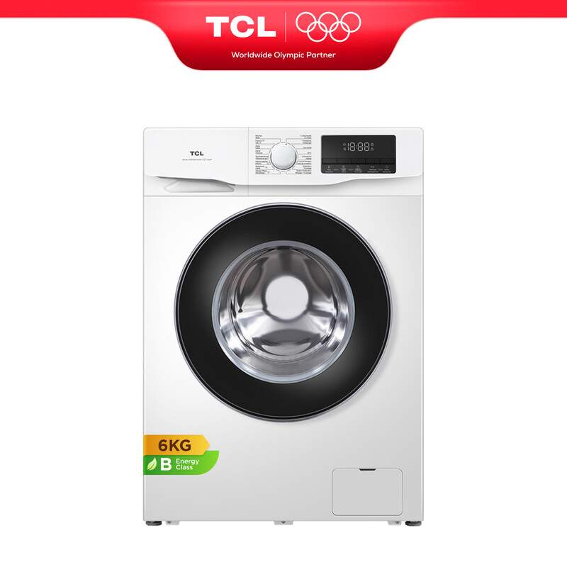 TCL Wasmachine Slim, 6 kg, Slechts 45cm Diep met BLDC Omvormermotor, Stoomwas, Snelwas 15 min, Automatische Gewichtsherkenning, Kleding Toevoegen [Energieklasse B] FF1006WB0