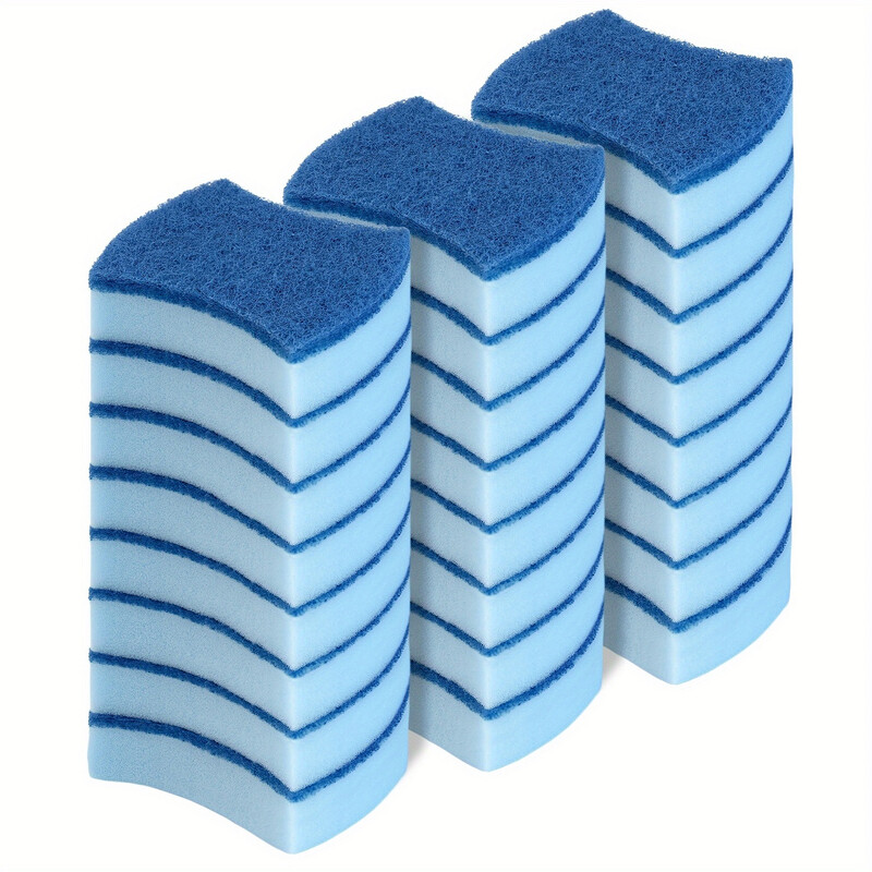 Non-Scratch Scrub Sponges, Blue, 24 Pack, Size:10.5 x 8.3 x 3cm