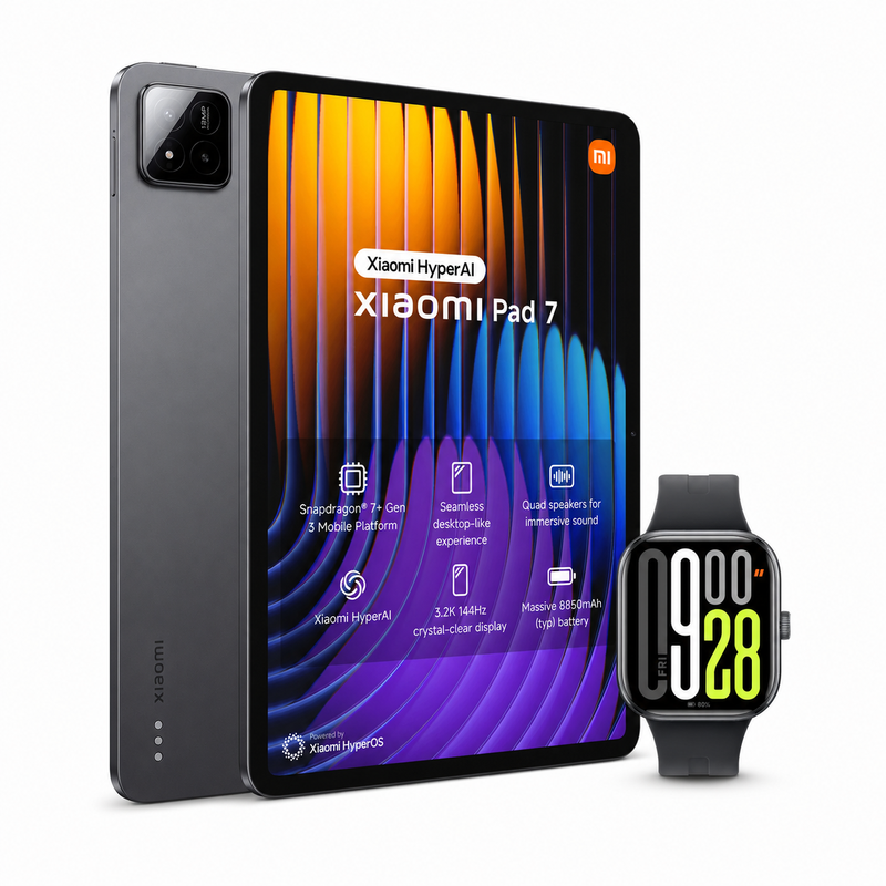 Xiaomi Pad 7 8GB+128GB Gray Tablet & Redmi Watch 5 Black Smartwatch Bundle
