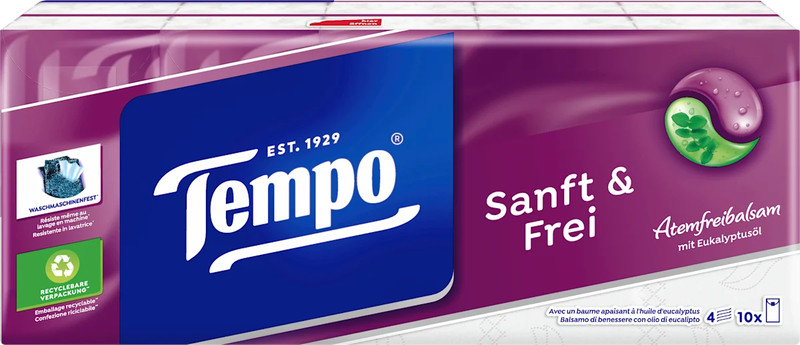 Tempo Taschentücher Sanft & Frei (10x9 St), 90 St