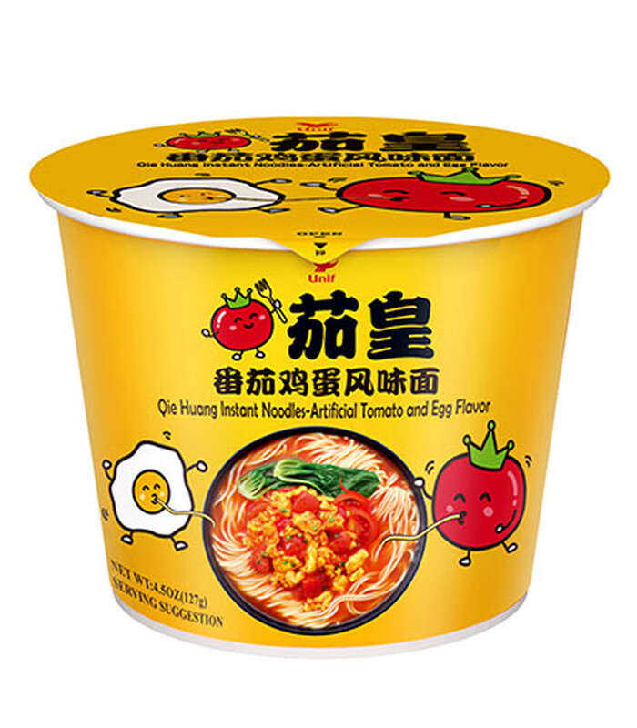 统一茄皇鸡蛋面(桶)127g*12（整箱）