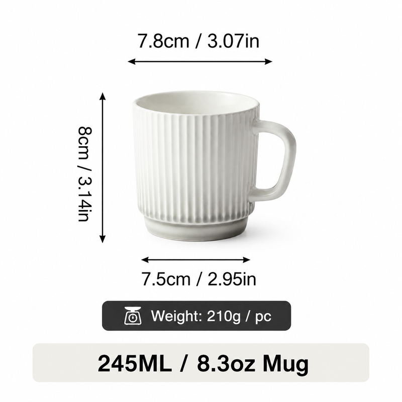JIWOO Collins 245 ml Becher Glänzend Grau+Glänzend Weiß 1 Stück