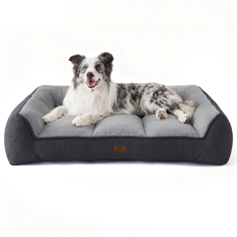 Bedsure Hundesofa XXL in Anthrazitgrau – Extra großes Haustierbett für Hunde mit weicher Polsterung, 96x71x21 cm