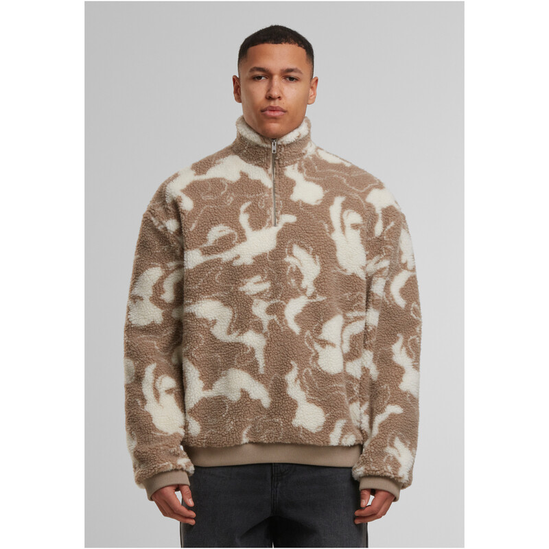 Urban Classics Oversized Teddy Troyer mit Muster, sandswirl, XXL