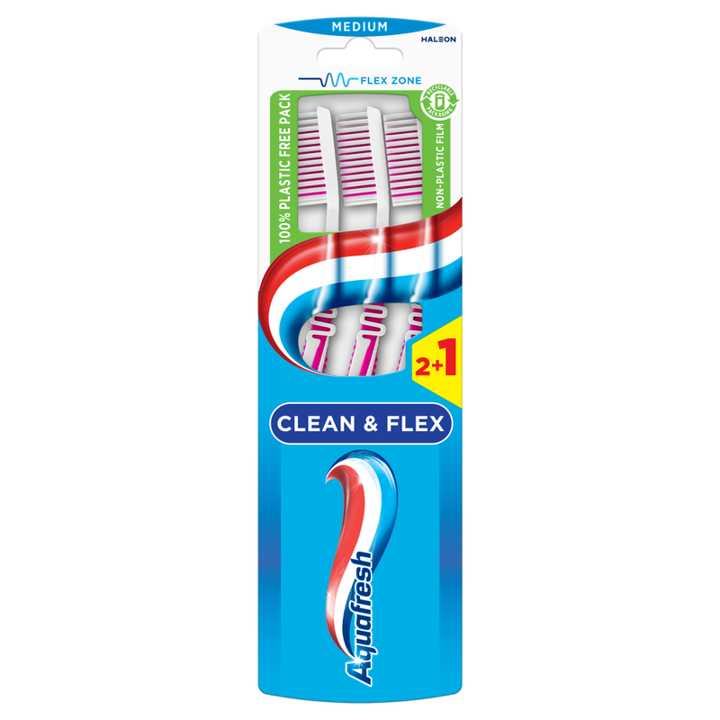 Aquafresh Clean & Flex Medium tandenborstels, 2+1 gratis