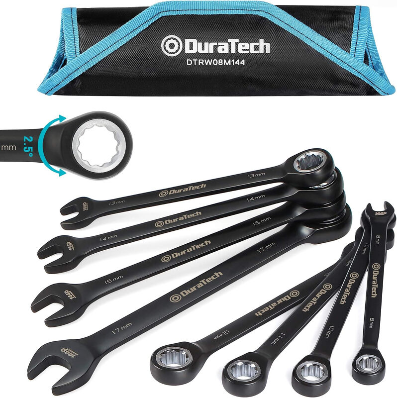Lanshuo 8-tlg. 144-Punkte Ratschen-Zangen-Set mit Rolltasche