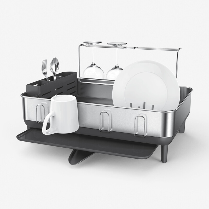 Steel Frame Dishrack, Brushed Stainless Steel