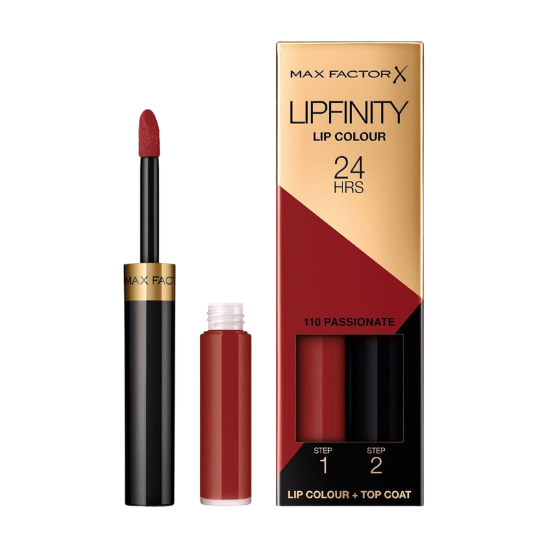 Max Factor Lipfinity Lip Colour Lippenstift, 2-fasen Langhoudend, 110 Passionate, 2,3 ml + 1,9 g