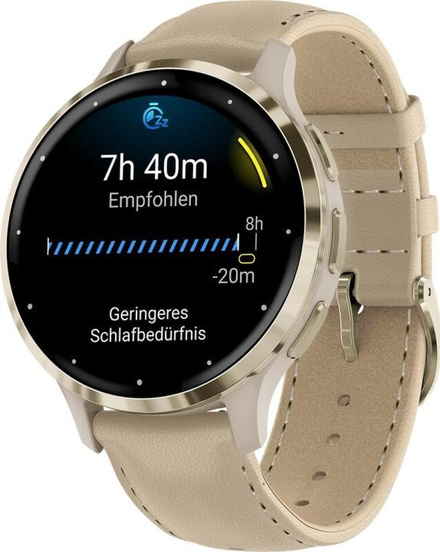 GARMIN Venu 3S - 41 mm Smartwatch - Frans grijs - Beige leren band