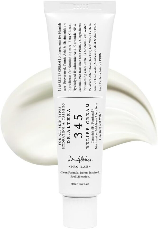 Dr. Althea 345 Relief Cream | Hydraterende crème voor kalmerende herstel en puistjesverzorging met tea tree-bladwater & niacinamide | Koreaanse veganistische huidverzorging voor alle huidtypes, 50 ml