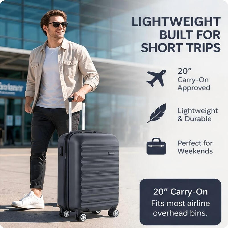 20 Zoll ABS Hartschale Handgepäck, Aluminium Teleskopgriff, 360° Leise Spinner-Rollen TSA-Schloss Kabinenkoffer für Reisen