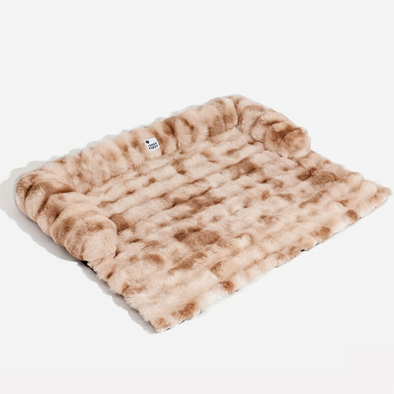 FUNNYFUZZY warm en knus ondersteunend katten- en hondenbed, pluizige imitatiebontstijl, bankbeschermers, afneembaar en machinewasbaar, nekondersteuning, maat L, bruin