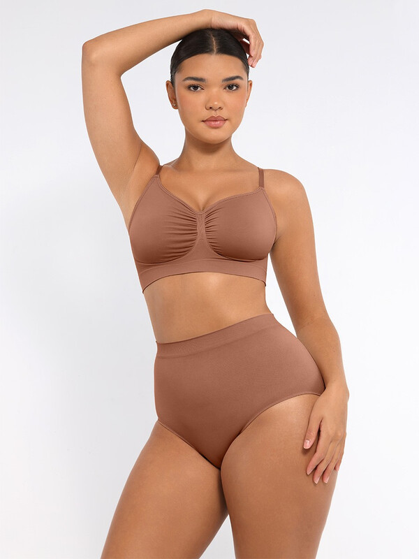 Best-Selling Everyday Seamless Comfortable Wireless Ruched bust Anti-Sag Bra Unlined