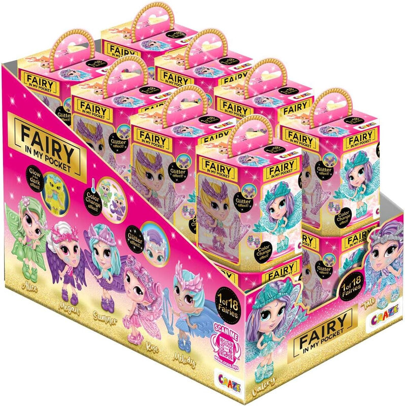 CRAZE Fairy In My Pocket Komplettes Thekendisplay | 16er Set Feenpuppen mit Flügeln, 16x Feenfiguren zum Sammeln mit Spezialeffekten, Zahnfee-Geschenke für Mädchen