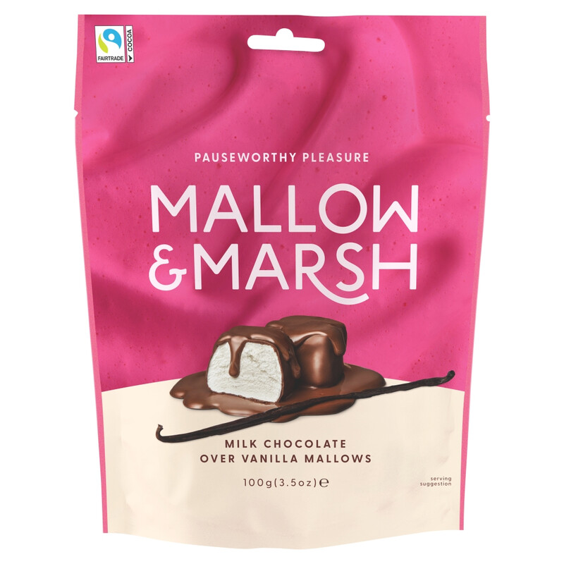 Mallow & Marsh Vanilla Marshmallows Coated In Milk Chocolate 100G