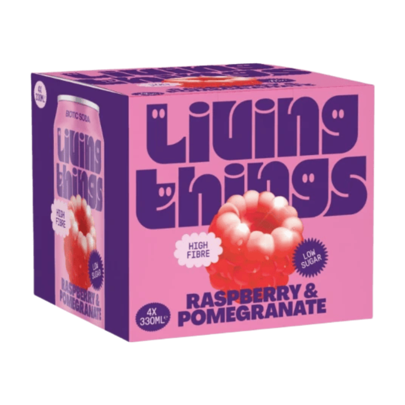 Living Things - Raspberry & Pomegranate Soda 4X330ml
